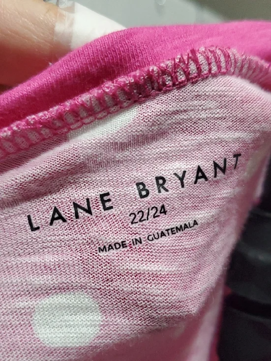 Lane Bryant Fuchsia Polka Dot Short Sleeve Tunic w/rouched sleeves - Picture 3 of 3